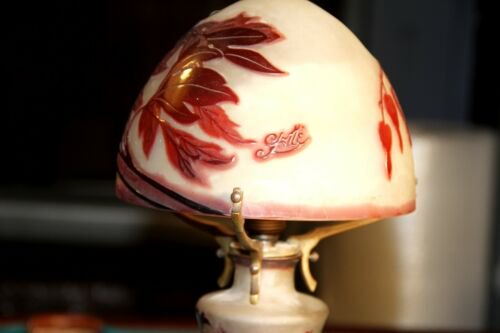 エミールガレ　アールヌーヴォー　酸エッチング　テーブルランプ　1900年頃