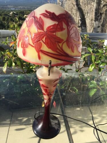 エミールガレ　アールヌーヴォー　酸エッチング　テーブルランプ　1900年頃