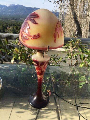 エミールガレ　アールヌーヴォー　酸エッチング　テーブルランプ　1900年頃