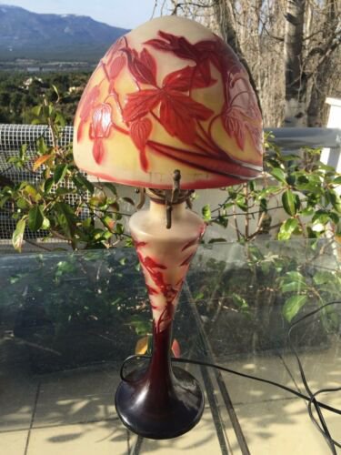 エミールガレ　アールヌーヴォー　酸エッチング　テーブルランプ　1900年頃