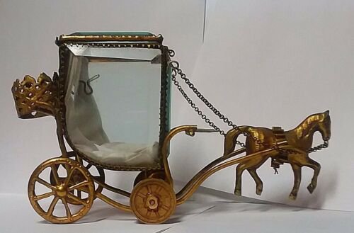 超希少品　馬と馬車　アンティーク　金メッキ　ジュエリーボックス　香水瓶立て