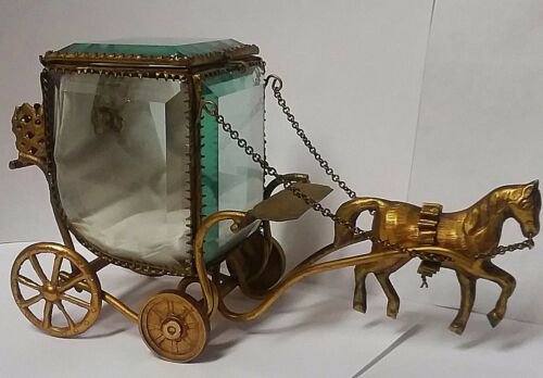 超希少品　馬と馬車　アンティーク　金メッキ　ジュエリーボックス　香水瓶立て