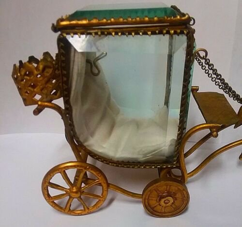 超希少品　馬と馬車　アンティーク　金メッキ　ジュエリーボックス　香水瓶立て