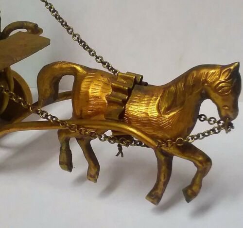 超希少品　馬と馬車　アンティーク　金メッキ　ジュエリーボックス　香水瓶立て