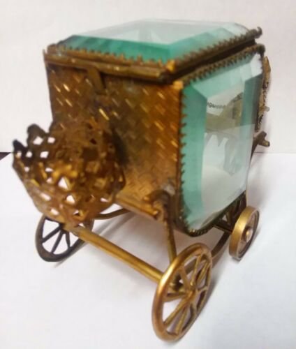 超希少品　馬と馬車　アンティーク　金メッキ　ジュエリーボックス　香水瓶立て