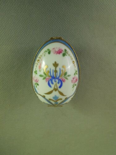 リモージュ　磁器　卵型　小物入れ　ジュエリーボックス　パリ風　フランス　花柄