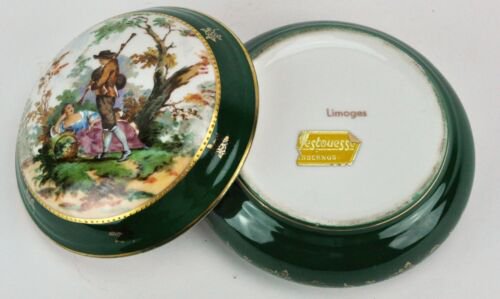 リモージュ　ジュエリーボックス　小物入れ　高さ7.6cm　直径15.3cm　ステッカー一部