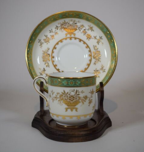 ミントン　緑　立体金　デミタスカップとソーサー　ティファニー