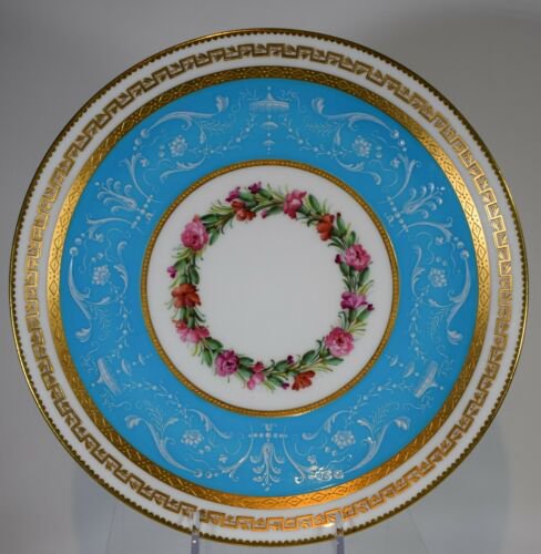 ミントン ターコイズブルー パテ・シュール・パテ 手描き絵付け 花柄 8