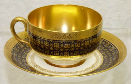 アンティーク　コールポート　コバルトブルー　ゴールド　カップとソーサー