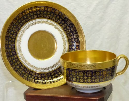 アンティーク　コールポート　コバルトブルー　ゴールド　カップとソーサー