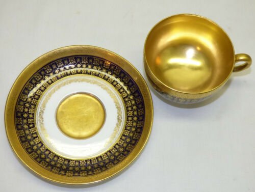 アンティーク　コールポート　コバルトブルー　ゴールド　カップとソーサー