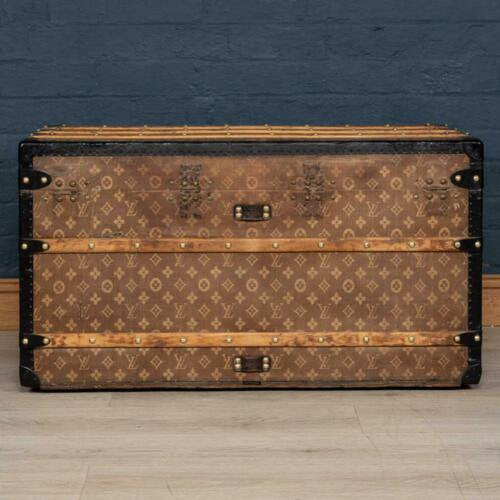アンティーク　20世紀　ルイヴィトン　トランク　織り込み　キャンバス　パリ　1900年頃