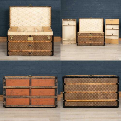 アンティーク　20世紀　ルイヴィトン　トランク　織り込み　キャンバス　パリ　1900年頃