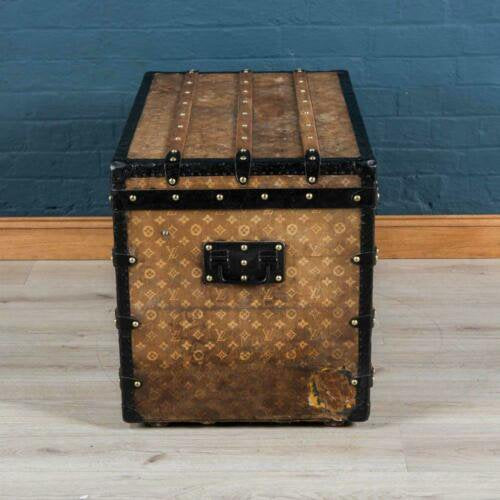 アンティーク　19世紀　ルイヴィトン　トランク　織り込み　キャンバス　パリ　1890年頃