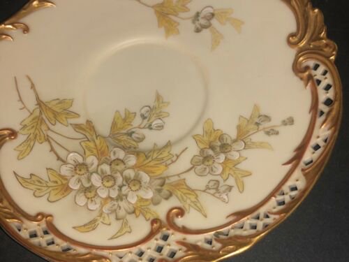 ロイヤルウースター　アールヌーヴォー　手描き絵付け　カップとソーサーのセット