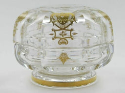 オールド・バカラ×クリストフル 合作 銀装飾金彩蓋物 アンティーク 小物入れ シルバープレートの蓋付き小さなガラス容器（高さ9cm） フランス