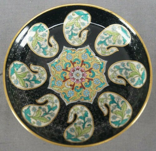 ロイヤルウースター　青と緑　花柄　黒　プラチナ　ゴールド　デミタスカップ　1880年頃