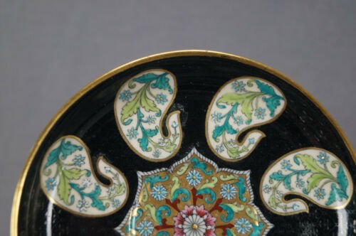 ロイヤルウースター　青と緑　花柄　黒　プラチナ　ゴールド　デミタスカップ　1880年頃