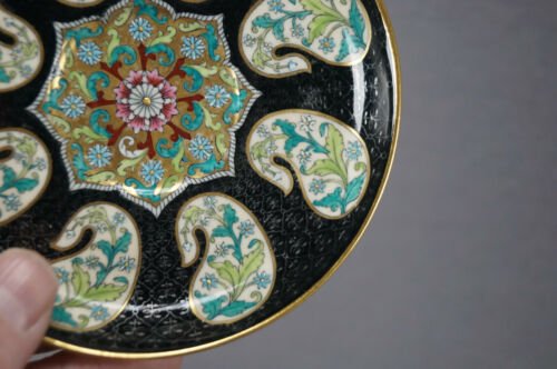 ロイヤルウースター　青と緑　花柄　黒　プラチナ　ゴールド　デミタスカップ　1880年頃