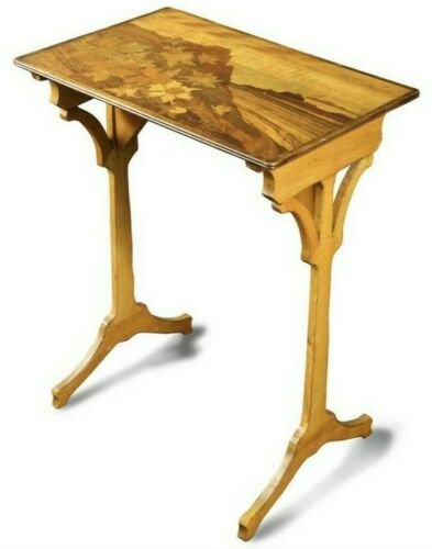 エミールガレ　寄木細工　テーブル　68.5x58.5x38cm　1900年頃