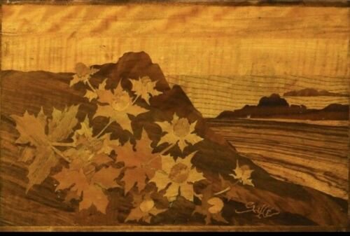 エミールガレ　寄木細工　テーブル　68.5x58.5x38cm　1900年頃