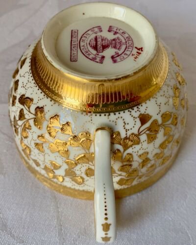 希少　1910年　アンティーク　ミントン　ゴールド　花造形装飾　カップとソーサー　G8141 DBベデル