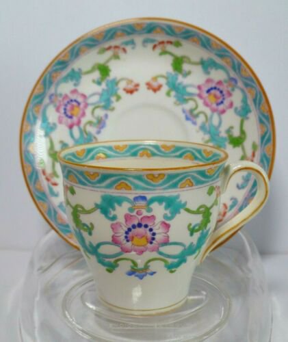 唯一無二　アンティーク　ミントン　デミタスカップとソーサー　デミタス　立体デザイン　手書き絵付け　異国風デザイン