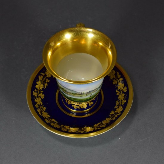 【豪華なマイセン陶磁器】ピルニッツの風景が描かれたカップ＆ソーサー
