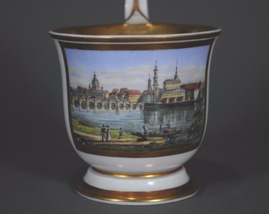 【豪華なマイセン陶磁器】ドレスデンの風景が描かれたカップ＆ソーサー