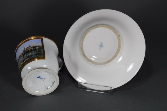 【豪華なマイセン陶磁器】ドレスデンの風景が描かれたカップ＆ソーサー