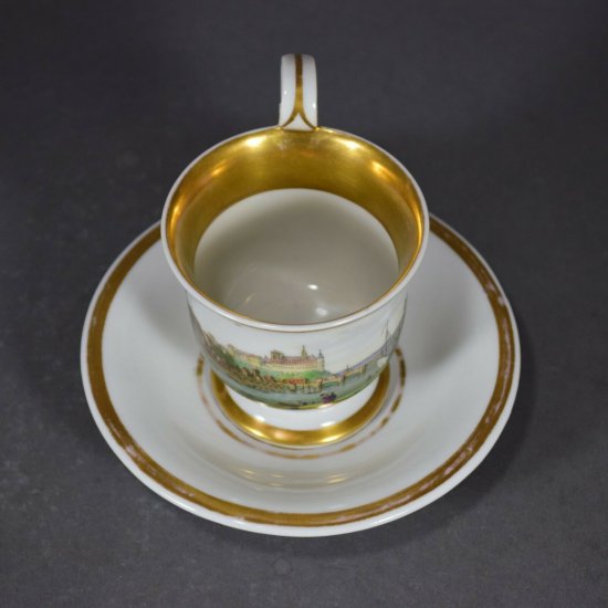 【豪華なマイセン陶磁器】シュロスの風景が描かれたカップ＆ソーサー