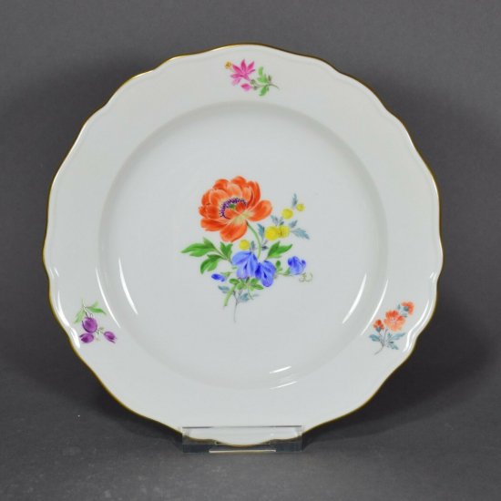 【マイセン陶磁器のティー・食器セット】花が描かれたティーカップ、ソーサー、プレートセット 2級品