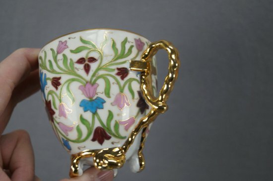 アール・ヌーヴォー期の花柄カップ＆ソーサー、1880-1915年頃