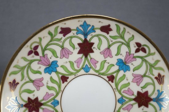 アール・ヌーヴォー期の花柄カップ＆ソーサー、1880-1915年頃