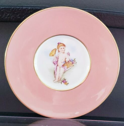 アンティーク　ロイヤルウースター　ピンク　ゴールド　カップとソーサー　手書き絵付け　天使