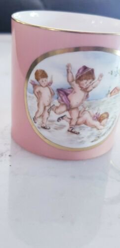 アンティーク　ロイヤルウースター　ピンク　ゴールド　カップとソーサー　手書き絵付け　天使