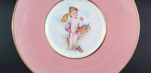 アンティーク　ロイヤルウースター　ピンク　ゴールド　カップとソーサー　手書き絵付け　天使
