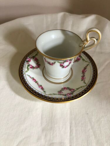 アンティーク　マイセン　コバルトブルー  ゴールド　ティーカップ  ソーサー　スワン持ち手