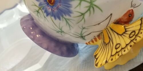 エインズレイ　蝶々　持ち手　ダニティー　紫　ヤグルマギク　ティーカップ  ソーサー