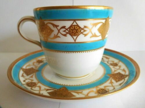 １９世紀　アンティーク　ミントン　セレステブルー　エナメル　ティーカップ とソーサー