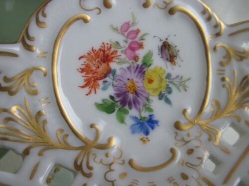 マイセン　１級品　昆虫と花々の透かし技法を使ったボウル