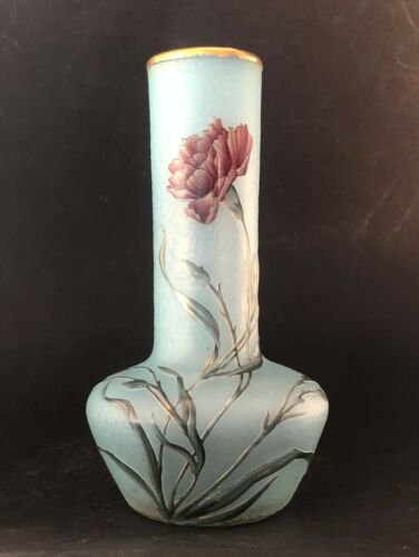 ドームナンシー アンティークガラス サイン入り フランス製 バラの花が