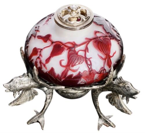 エミール・ガレ  カメオ　シルバー　タツノオトシゴのベッドルーム　ランプ