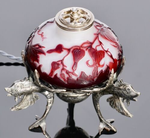 エミール・ガレ  カメオ　シルバー　タツノオトシゴのベッドルーム　ランプ