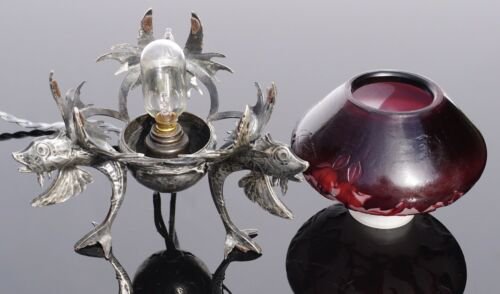 エミール・ガレ  カメオ　シルバー　タツノオトシゴのベッドルーム　ランプ