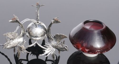 エミール・ガレ  カメオ　シルバー　タツノオトシゴのベッドルーム　ランプ