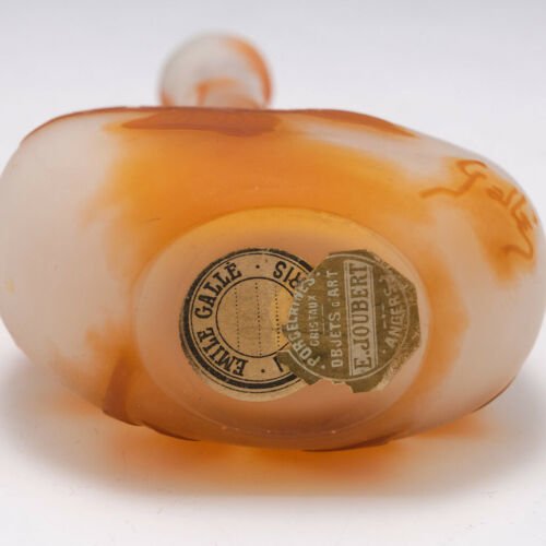 エミール・ガレ  クレマチス　カメオガラス  バンジョー型　花瓶　1902-1904年