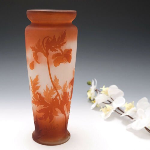 エミール・ガレ  カメオガラス  花瓶　ケシの花　1900年頃