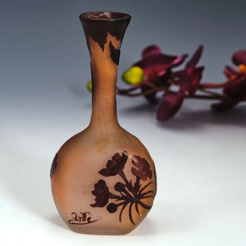 小さめ　エミール・ガレ  ガラス　花瓶　1900年頃